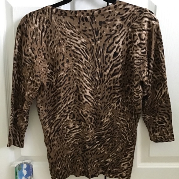 Multicoloured leopard print 3/4 sleeve knit cardigan size S - Picture 3 of 8